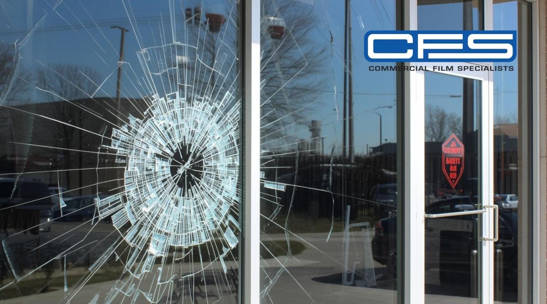Shattered Commercial Glass Reinforced by Security Window Film